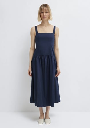 Lacivert Midi Elbise 1310878-70488
