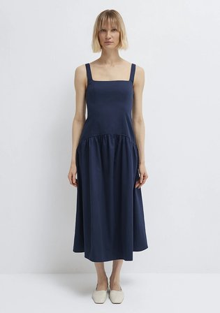 Lacivert Midi Elbise 1310878-70488