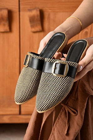 Kadın Tokalı Kapalı Terlik Günlük Hasır Rahat Yumuşak Bohça Misafir Deniz Ev Plaj SL02