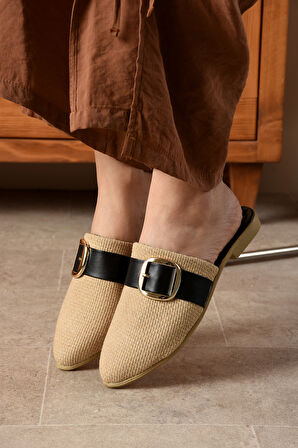 Kadın Tokalı Kapalı Terlik Günlük Hasır Rahat Yumuşak Bohça Misafir Deniz Ev Plaj SL02