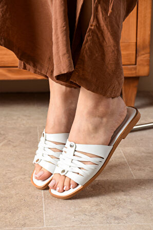 Kadın Günlük Şık Örgülü Suni Deri Terlik Rahat Yumuşak Hafif Bohça Misafir Deniz Ev Plaj SVN02