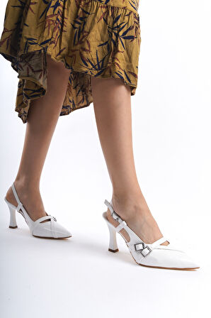 Kadın Sivri Burun Fiyonklu  Rahat Klasik Topuklu Ayakkabı Topuk 7 cm GM01