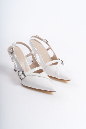 Kadın Sivri Burun Fiyonklu  Rahat Klasik Topuklu Ayakkabı Topuk 7 cm GM01