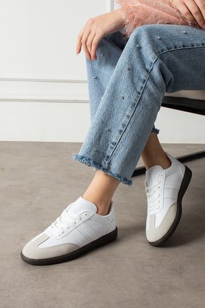 Unisex Kadın Erkek  Şeritli Rahat Taban Günlük Sneaker Spor Ayakkabı