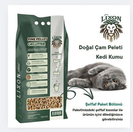 Lixon Çam Peleti Kedi Kumu 10 Kg (20L) Hipoalerjenik - Yavru/Yetişkin Kediler Ve Kemirgen Hayvanlar İçin Biyobozunur - Astımlı Kediler İçin Uygun - Yüksek Emiş Gücü - 5 Kg X 2 Adet