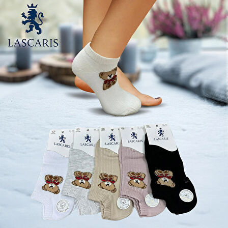 Lascaris Kadın 12’li Taş İşlemeli Ayıcıklı Sneakers Çorap