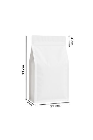 Flat Bottom Kilitli Doypack Kahve Kuruyemiş Bakliyat Kedi Kumu Yem Saklama Torbası 33x17 cm 25 Adet