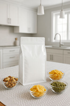 Flat Bottom Kilitli Doypack Kahve Kuruyemiş Bakliyat Kedi Kumu Yem Saklama Torbası 33x17 cm 25 Adet