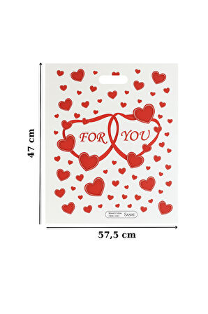 Güçlendirilmiş El Geçmeli Takviyeli Mağaza Poşeti Elit For You Kalp Baskı No 5 47x57,5 cm 50 Adet
