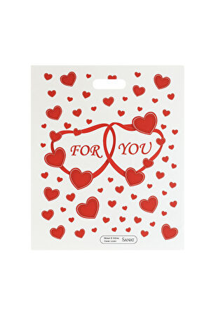 Güçlendirilmiş El Geçmeli Takviyeli Mağaza Poşeti Elit For You Kalp Baskı No 5 47x57,5 cm 50 Adet