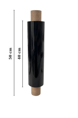 El Tipi Siyah Streç Film Mobilya Eşya Koli Palet Paket Taşıma Sarma Koruma 40 cm x 100 m 17 Mikron