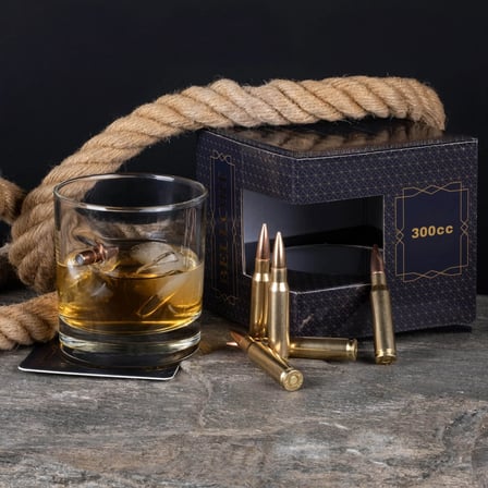 Gerçek .308 Mermili Özel Hediyelik Viski Bardağı Kurşunlu 300cc