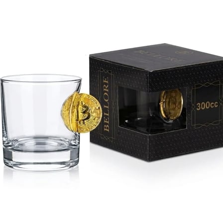 Bitcoin Madeni Para Hediyelik Özel Viski Bardağı 300cc