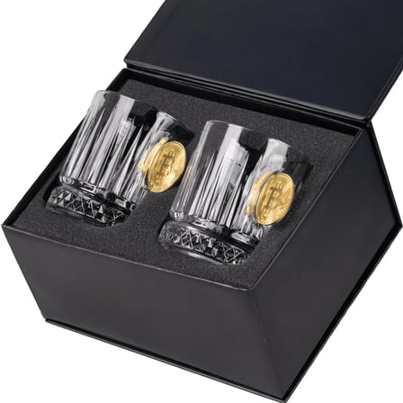 Bitcoin Madeni Para Hediyelik Özel Kristal Lüks 2’li Viski Bardağı Set 355cc