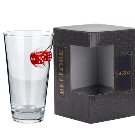 Kırmızı Zarlı Özel Bira Bardağı Zar 465cc