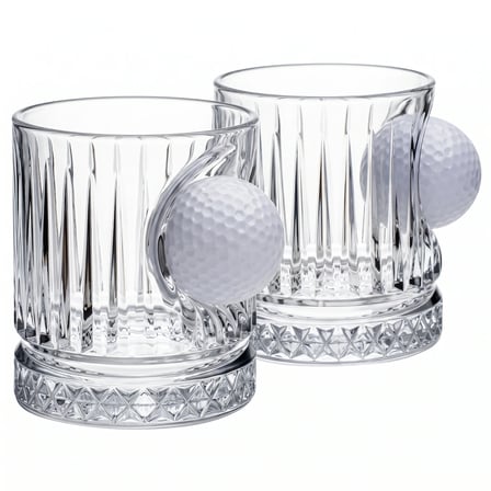 Gerçek Golf Toplu 2’li Lüks Kristal Viski Bardak Seti 355 cc