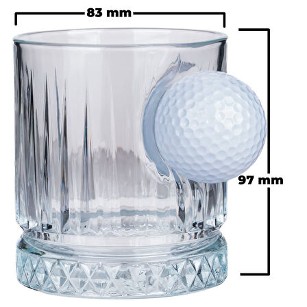 Gerçek Golf Toplu 2’li Lüks Kristal Viski Bardak Seti 355 cc 