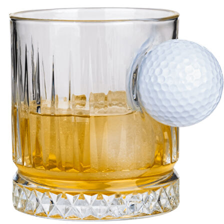 Gerçek Golf Toplu 2’li Lüks Kristal Viski Bardak Seti 355 cc 