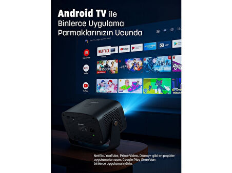 JEERO 4K Smart Cinema Portable Projector (Auto Focus / Android) Türkçe Menü