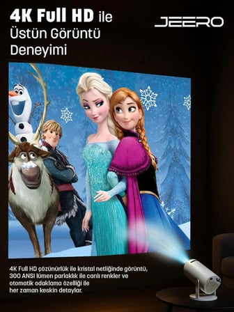 JEERO HY300PRO Multimedia Ultra Hd 1080p Android 13 Projeksiyon Cihazı (Türkçe Menü) H713 Chipset