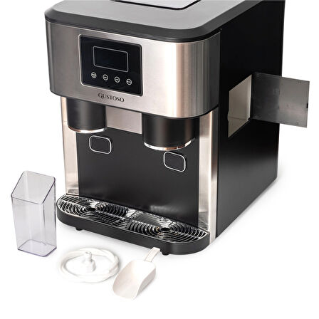 Gustoso Buz Yapıcı - Crush Ice & Küp Buz & Soğuk Su Hazneli 3in1 LCD Dokunmatik Ekranlı Akıllı Inox Buz Makinesi
