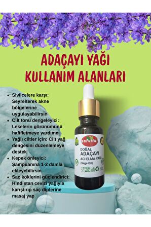 %100 SAF ADAÇAYI YAĞI 20ML - CİLT ARINDIRMA & RAHATLATMA ETKİSİ (SAGE OIL) 20ML