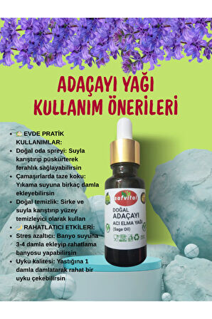 %100 SAF ADAÇAYI YAĞI 20ML - CİLT ARINDIRMA & RAHATLATMA ETKİSİ (SAGE OIL) 20ML