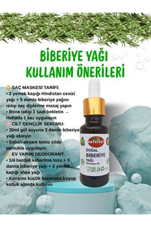 %100 SAF BİBERİYE UÇUCU YAĞI 20ML - SAÇ / CİLT BAKIM & AROMATERAPİ & (ROSEMARY OIL) 20ML