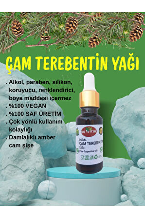 %100 SAF ÇAM TEREBENTİN YAĞI 20ML - DOĞAL RAHATLIK & AROMATERAPİ (PINE TURBENTINE OIL) 20ML