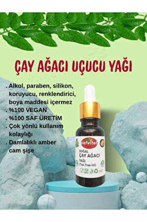 %100 SAF ÇAY AĞACI YAĞI 20ML - & MANTAR DOĞAL ÇÖZÜM - CİLT & SAÇ BAKIMI