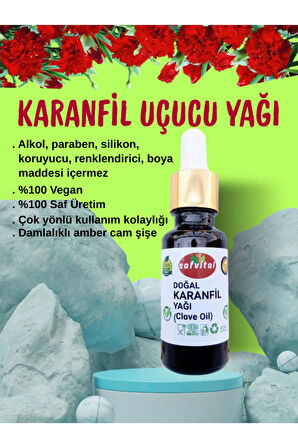 %100 Doğal 20 ml Karanfil Yağı - Diş Bakımı, Cilt & Saç Bakımı - Masaj Yağı - (CLOVE OİL) 20ml