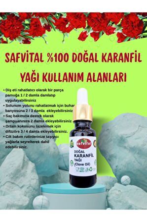 %100 Doğal 20 ml Karanfil Yağı - Diş Bakımı, Cilt & Saç Bakımı - Masaj Yağı - (CLOVE OİL) 20ml