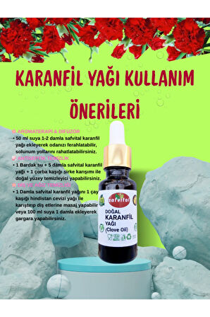 %100 Doğal 20 ml Karanfil Yağı - Diş Bakımı, Cilt & Saç Bakımı - Masaj Yağı - (CLOVE OİL) 20ml