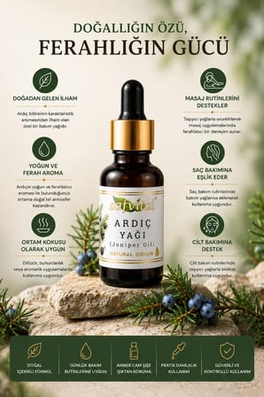 Ardıç Yağı 20 ml Aromatik Bakım Yağı Masaj Ortam Kokusu Saç Cilt ve Günlük Bakım İçin