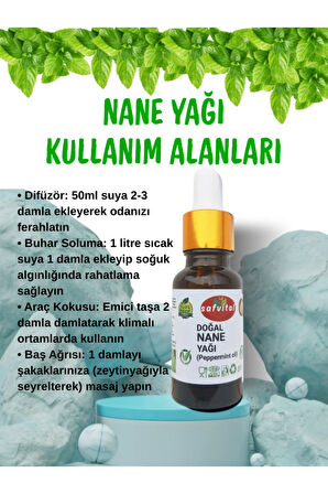 %100 SAF NANE UÇUCU YAĞI 20ML - AROMATERAPİ VE CİLT BAKIMI İÇİN 20ML(PEPPERMINT OIL)