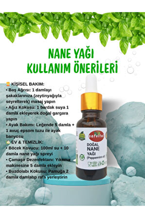 %100 SAF NANE UÇUCU YAĞI 20ML - AROMATERAPİ VE CİLT BAKIMI İÇİN 20ML(PEPPERMINT OIL)