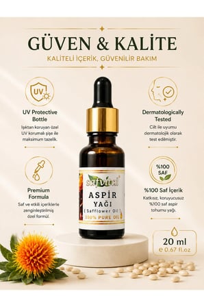 Aspir Yağı 20 Ml  Soğuk Pres Aspir Tohumu Yağı Saç Bakımı Cilt Bakımı Kaş Bakımı Kirpik Bakımı İ̇Çin Premium Bakım Yağı