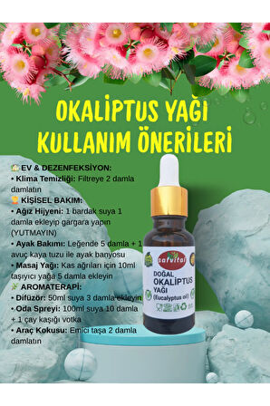 %100 SAF OKALİPTUS UÇUCU YAĞI 20ML - NEFES AÇICI & DEZENFEKTAN (EUCALYPTUS OIL) 20ML