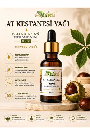 At Kestanesi Yağı 20 ml Maserasyon Bakım Yağı Saç Cilt El Vücut İçin Premium Aromatik Bakım Yağı