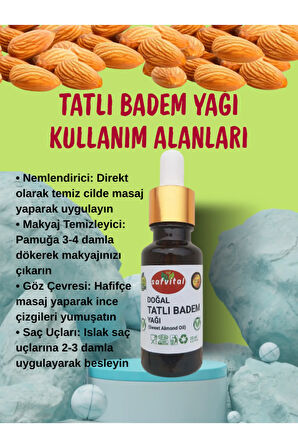 %100 SAF TATLI BADEM YAĞI 20ML - CİLT & SAÇ BAKIMI & NEMLENDİRİCİ (SWEET ALMOND OIL) 20ML