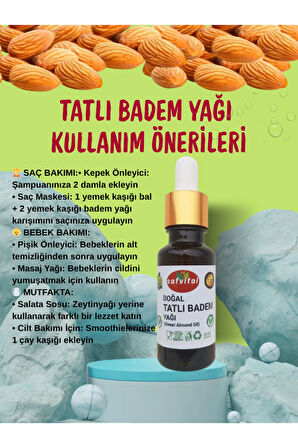 %100 SAF TATLI BADEM YAĞI 20ML - CİLT & SAÇ BAKIMI & NEMLENDİRİCİ (SWEET ALMOND OIL) 20ML