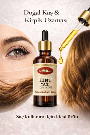 Hint Yağı 50 Ml  Saf Soğuk Pres Hekzansız Yoğun Besleyici Kaş Kirpik Saç Bakım Yağı