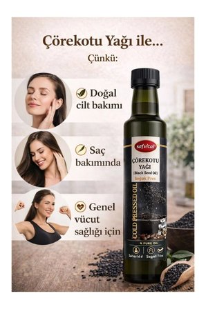 Soğuk Pres Çörekotu Yağı 250 Ml  Doğal Saf Çörekotu Yağı Soğuk Sıkım (Black Seed Oil)