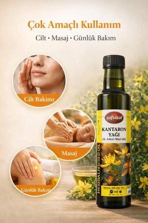 Kantaron Yağı 250 ml %100 Maserasyon Büyük Boy Bitkisel Bakım Yağı Cilt ve Masaj İçin