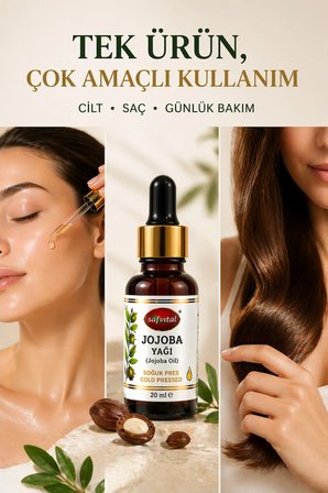 Jojoba Yağı 20 ml Soğuk Pres Saf Cilt ve Saç Bakım Yağı Nem Dengeleyici Doğal Bakım