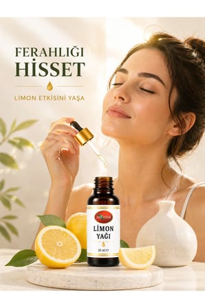Limon Yağı 20 ml Aromatik Yağ Ferahlatıcı Koku Difüzör Buhurdanlık Kullanımı Premium