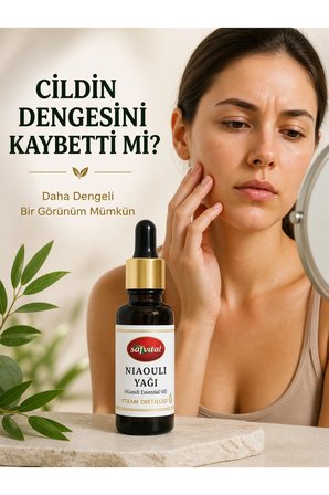 Niaouli Yağı 20 ml Bitkisel Bakım Yağı Cilt Dengeleyici Günlük Kullanım Hafif Yapı Ferahlatıcı Etki