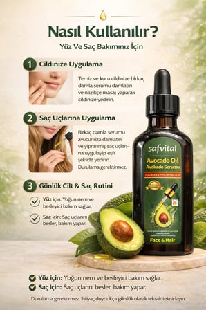 Avokado Yağı Serumu 100 ml Kolajen Hyaluronik Asit Nemlendirici Cilt ve Saç Bakım Yağı