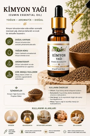Kimyon Yağı Aromatik 20 ml Difüzör Buhurdanlık ve Aromaterapi İçin Yoğun Premium Esansiyel Yağ