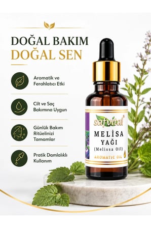 Melisa Yağı 20 ml Aromatik Bitkisel Bakım Yağı Cilt Saç ve Masaj Kullanımı İçin Damlalıklı Şişe Premium Bakım Yağı